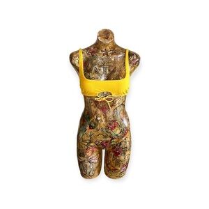 Shade & Shore swim wear summer bikini top yellow small tie front